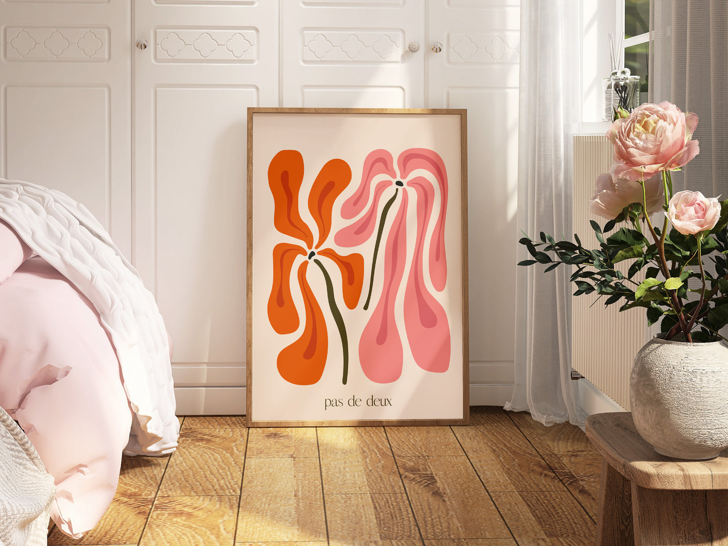 Abstract Floral Wall Art – Pas de Deux Minimalist Flower Print