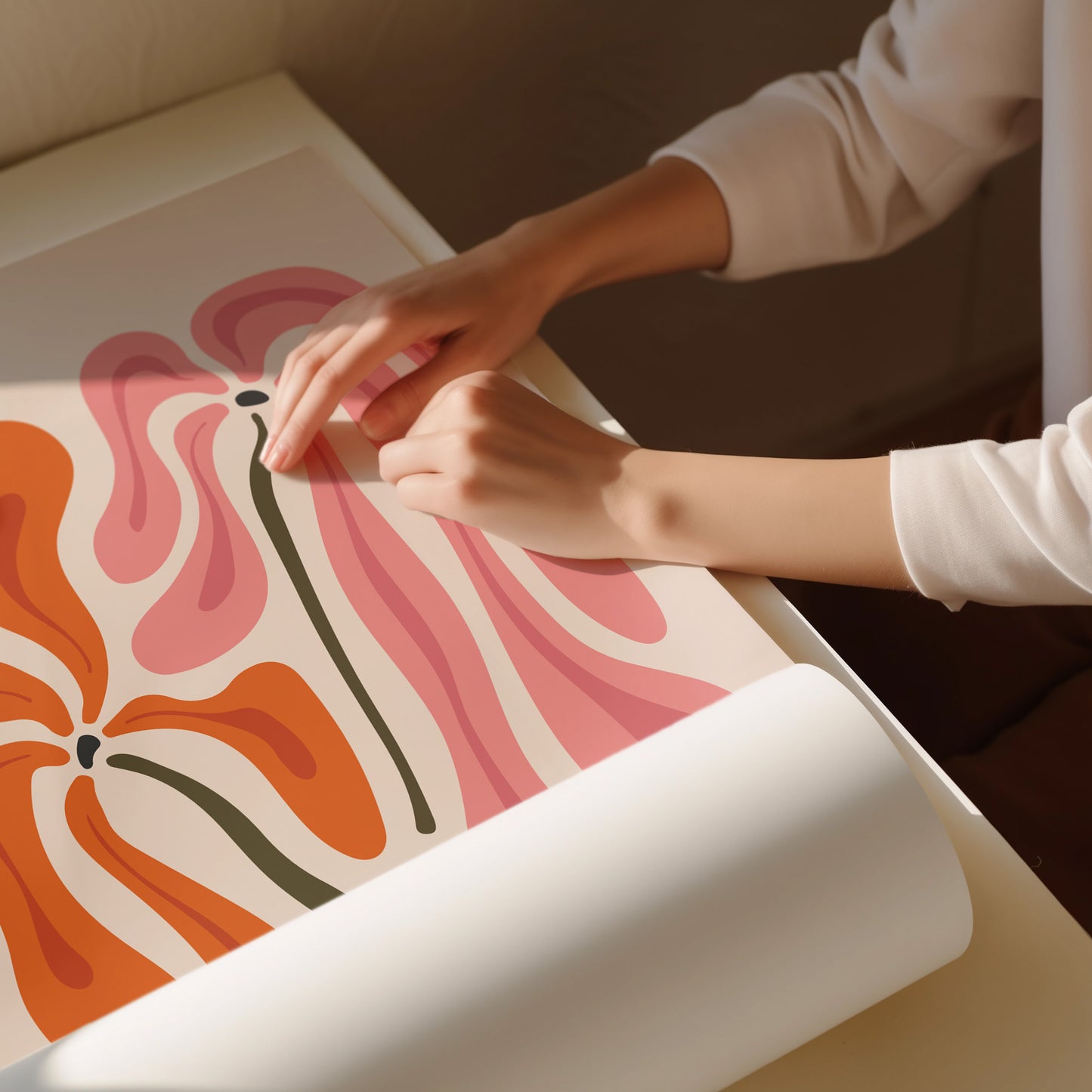 Abstract Floral Wall Art – Pas de Deux Minimalist Flower Print