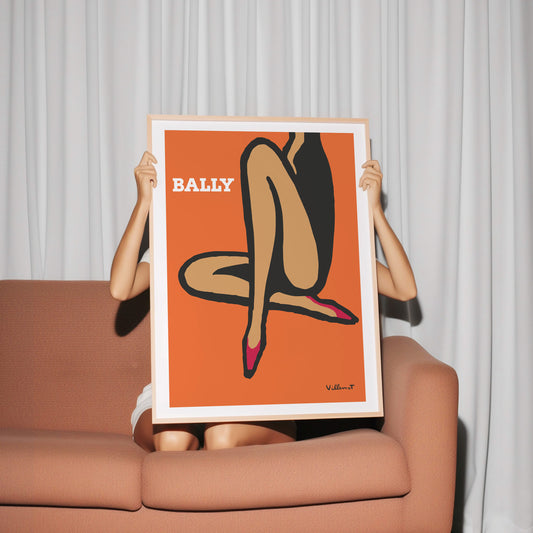 Bally Orange Legs Poster by Bernard Villemot - Vintage Fashion Print