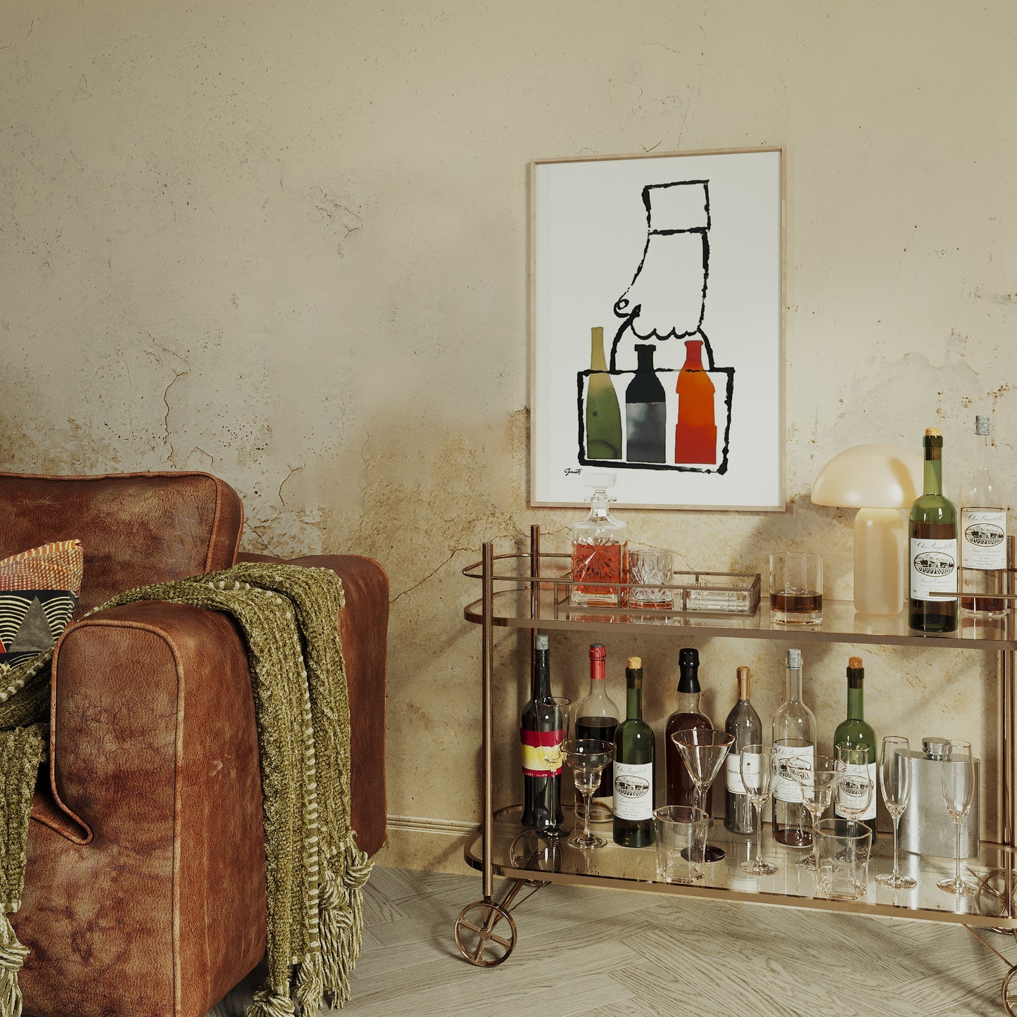 Chef Wine Bottle Illustration by George Giusti