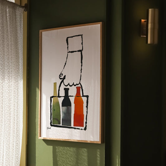 Chef Wine Bottle Illustration by George Giusti