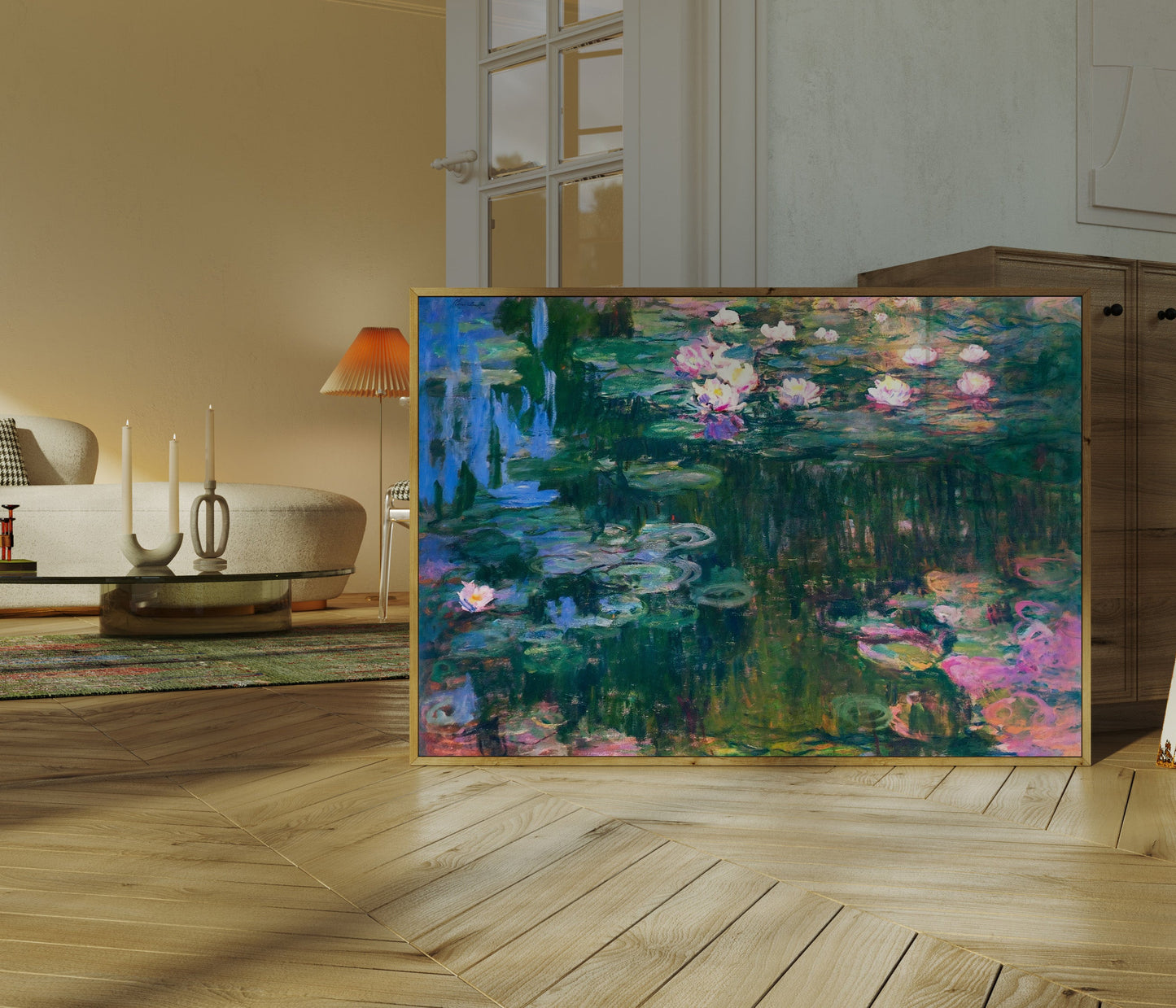 Monet Water Lilies Wall Art - Impressionist Floral Pond Painting Print Horizontal