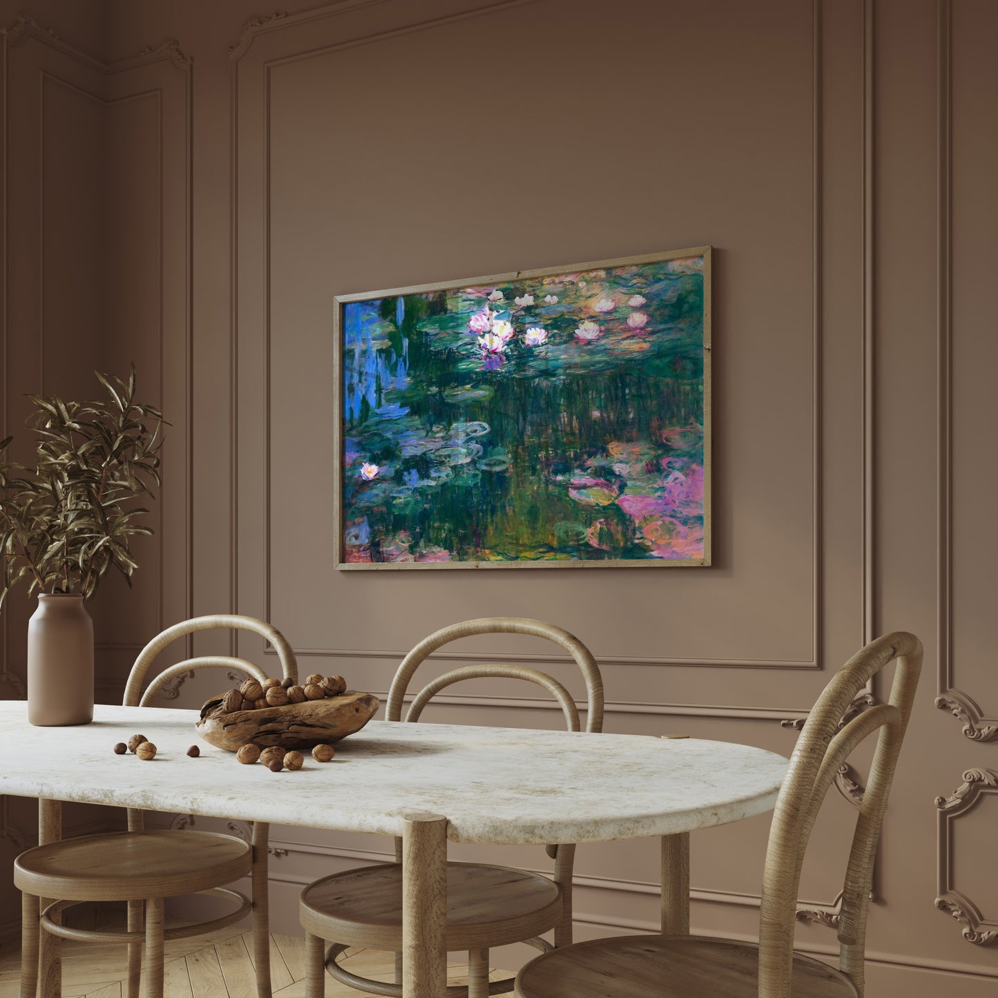 Monet Water Lilies Wall Art - Impressionist Floral Pond Painting Print Horizontal