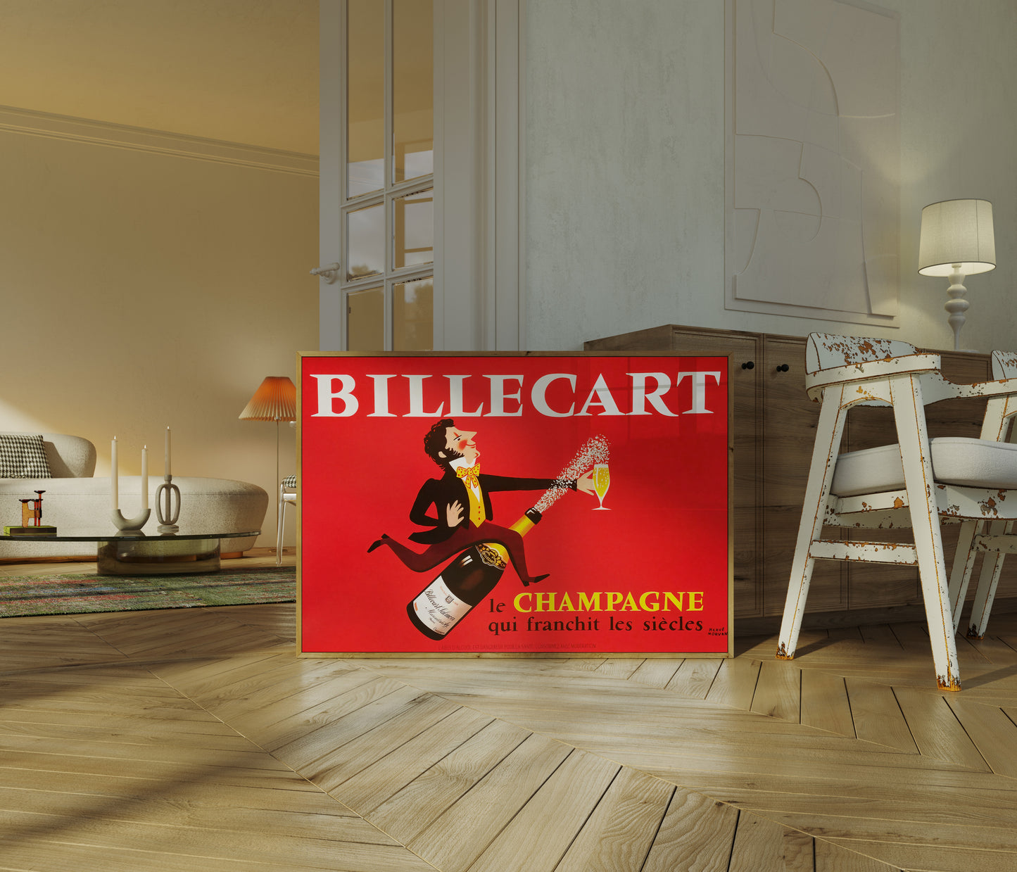 Champagne Poster Wall Art - Billecart Vintage Bar Cart Print