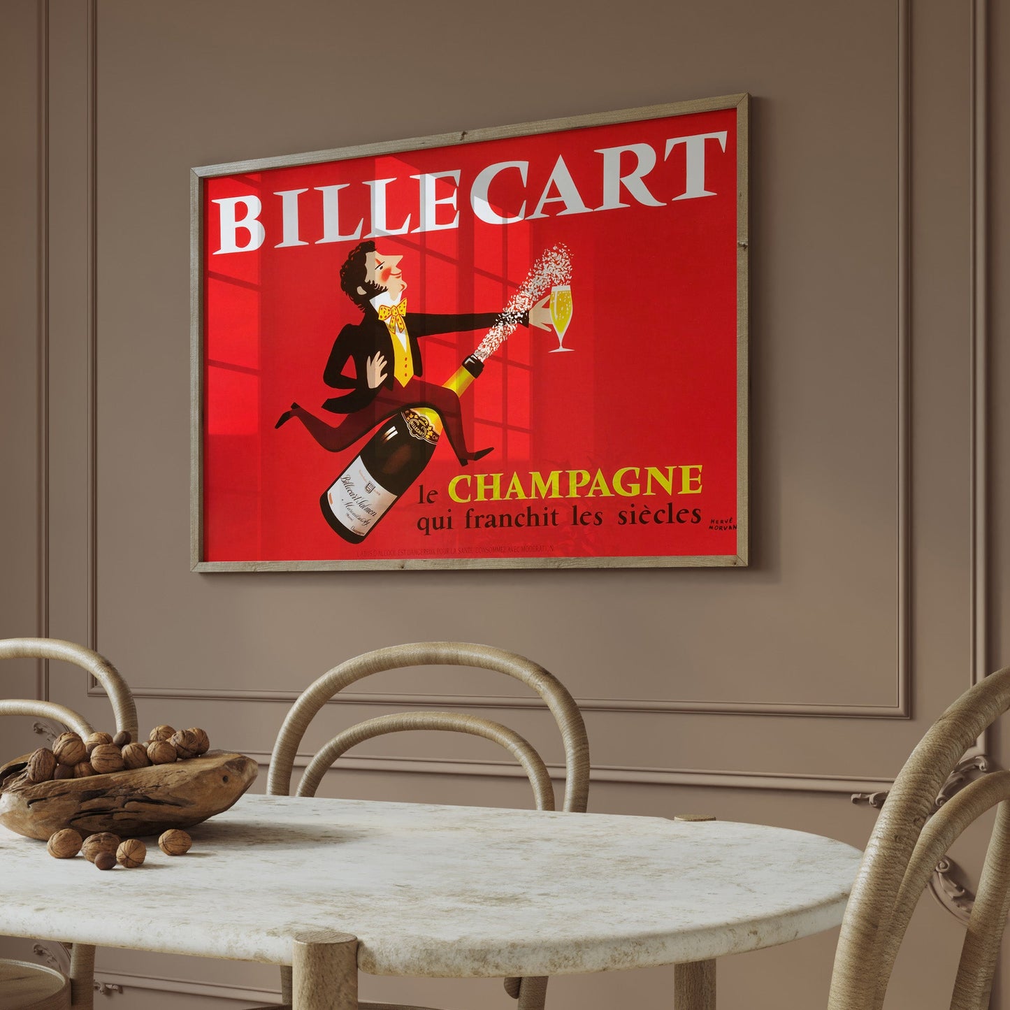 Champagne Poster Wall Art - Billecart Vintage Bar Cart Print