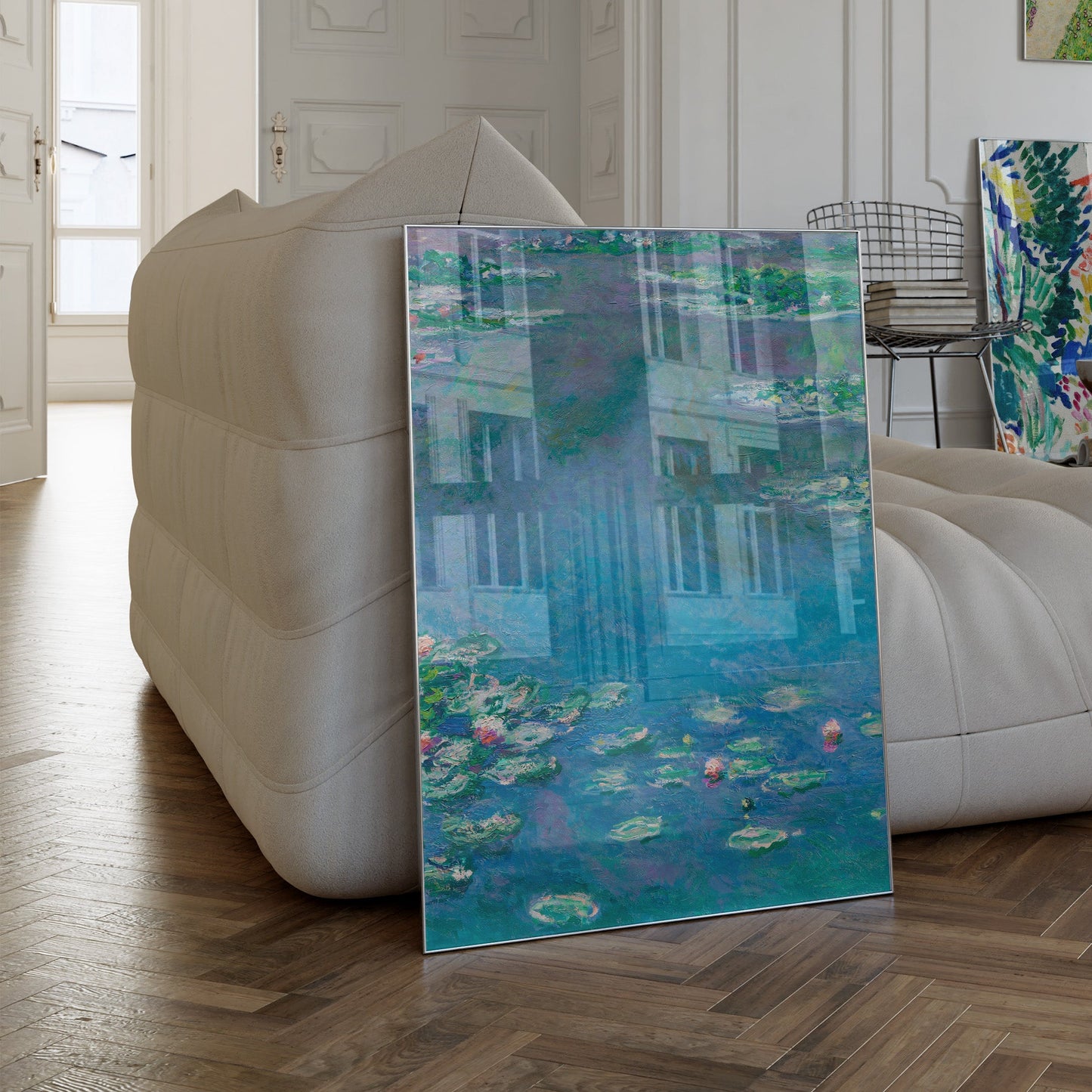 Turquoise Water Lilies by Claude Monet - Blue Impressionist Wall Art Print