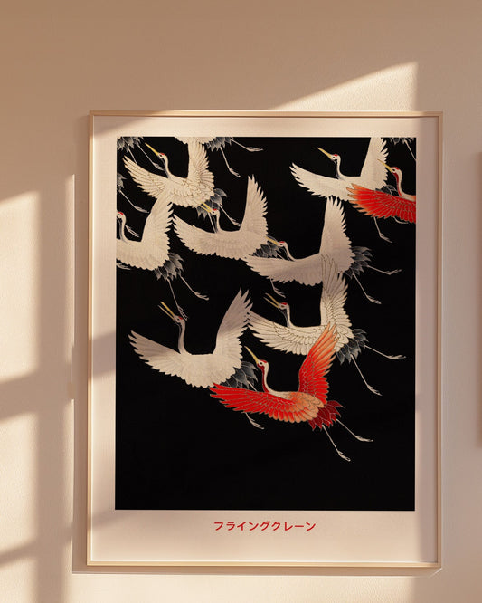 Flying Cranes Art Print - フライングクレーン