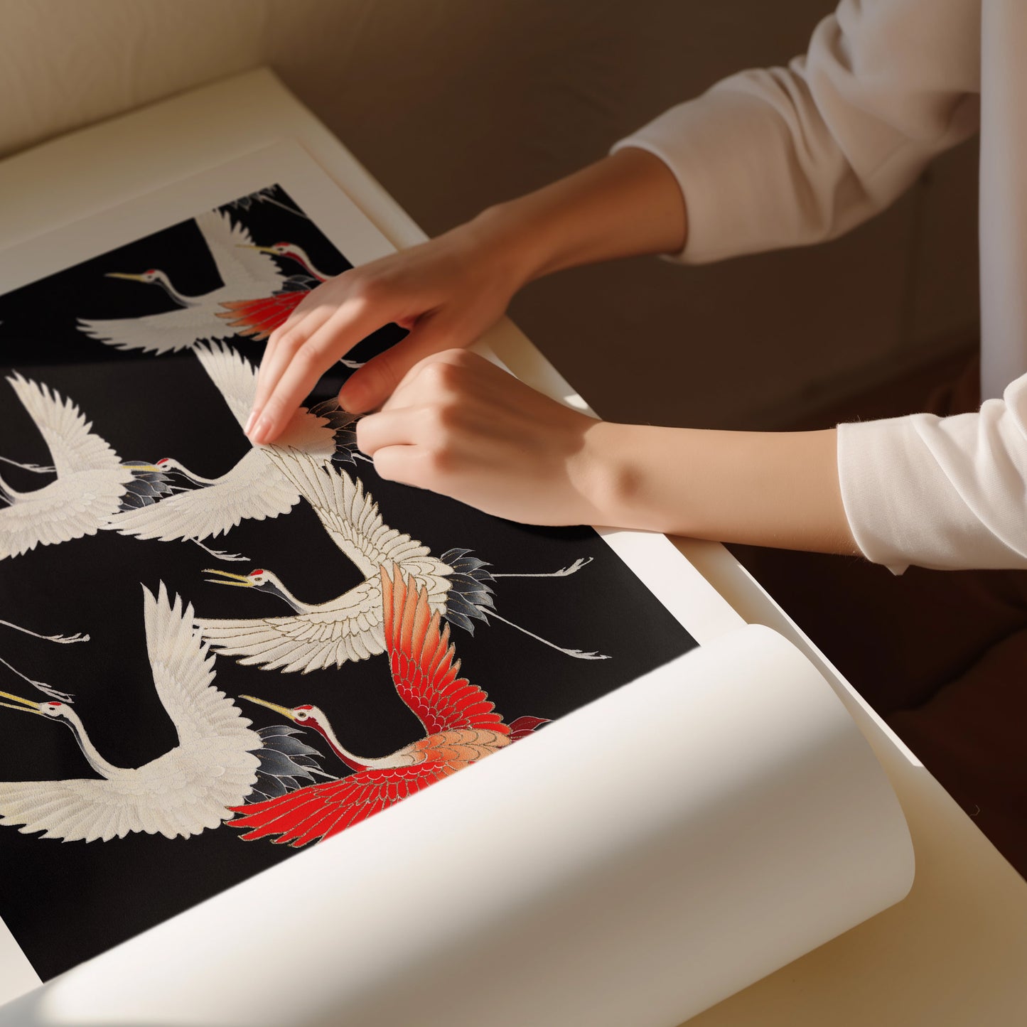 Flying Cranes Art Print - フライングクレーン