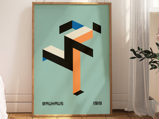 Bauhaus Running Man Poster - Geometric Bauhaus Abstract Art Print