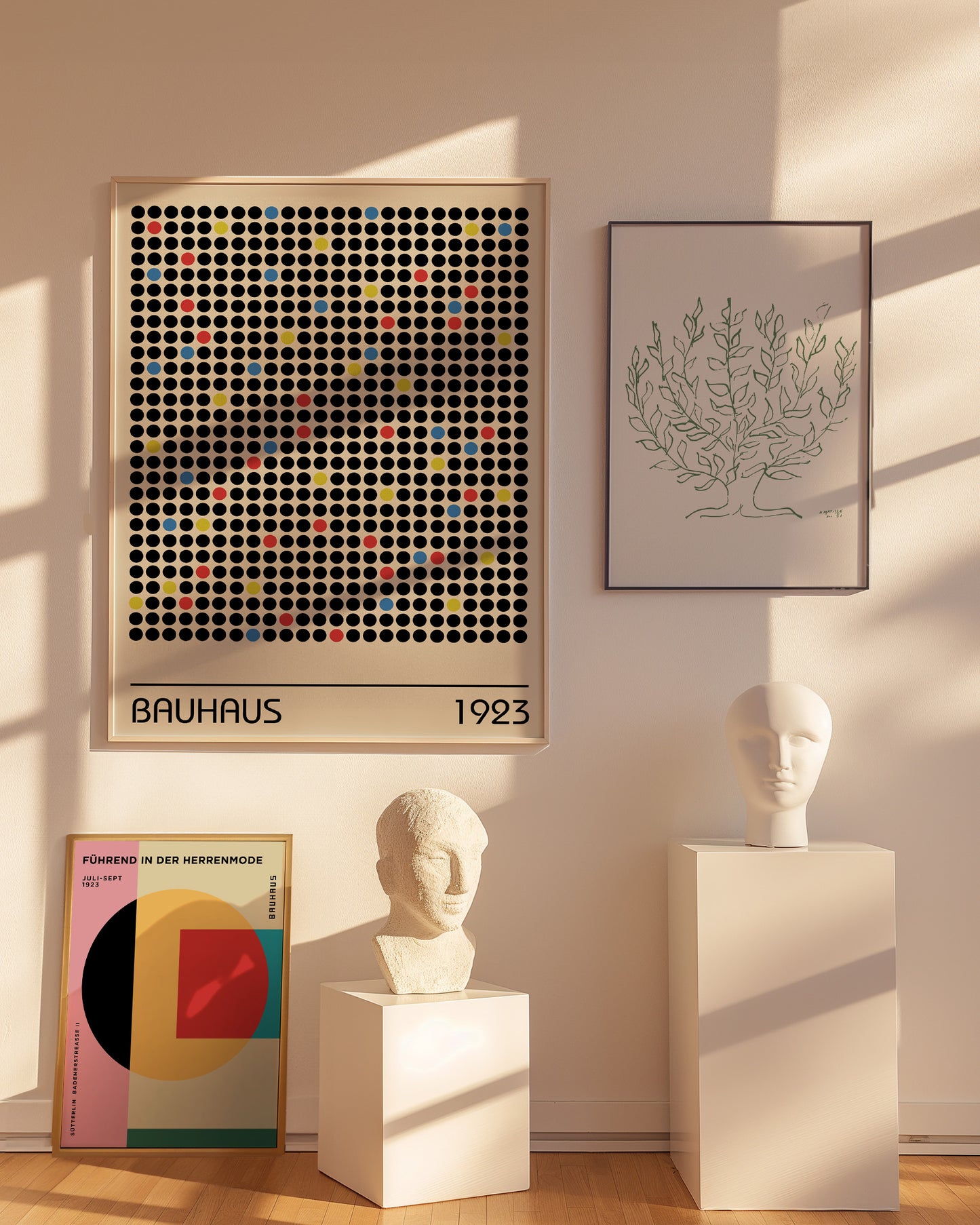 Bauhaus Dot Grid Poster - Minimalist Geometric Circle Wall Art Print