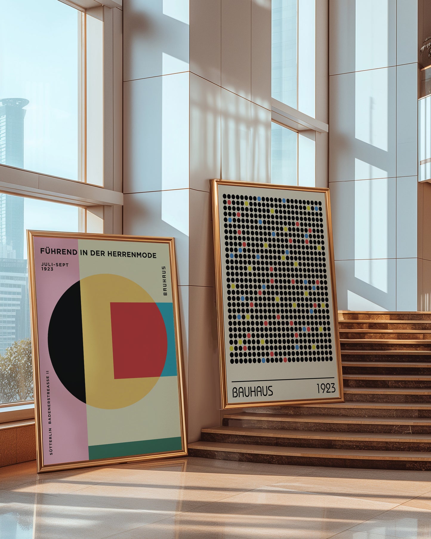 Bauhaus Dot Grid Poster - Minimalist Geometric Circle Wall Art Print