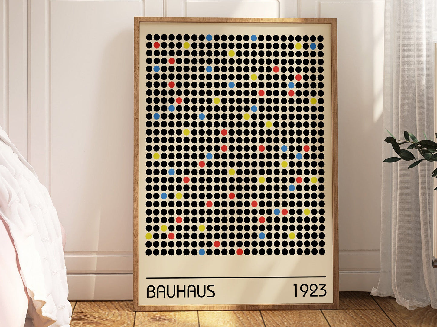 Bauhaus Dot Grid Poster - Minimalist Geometric Circle Wall Art Print